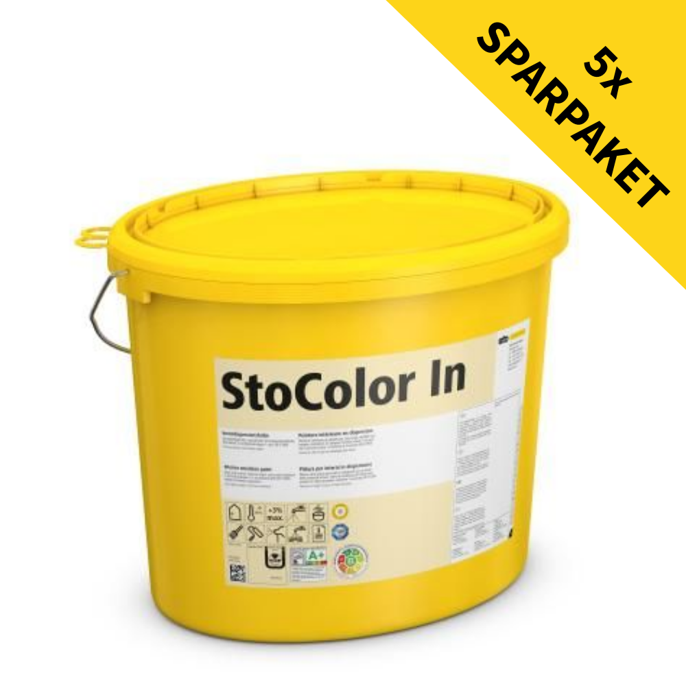 StoColor In – Innenfarbe mit hoher Deckkraft – unsere Bestseller-Farbe im Innenbereich 5 Eimer á 15 Liter (weiß) 